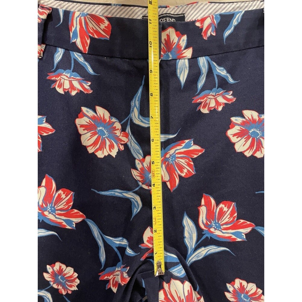~ Lands' End 18W Tropical Floral Mid Rise Crop Leg Pants Blue Pink Women's Navy - Picture 4 of 11
